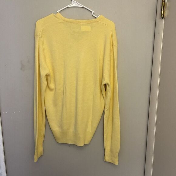 Men's Yellow Vintage V Neck Sweater Grandpa Pastel Normcore Hipster Medium? - Picture 5 of 5